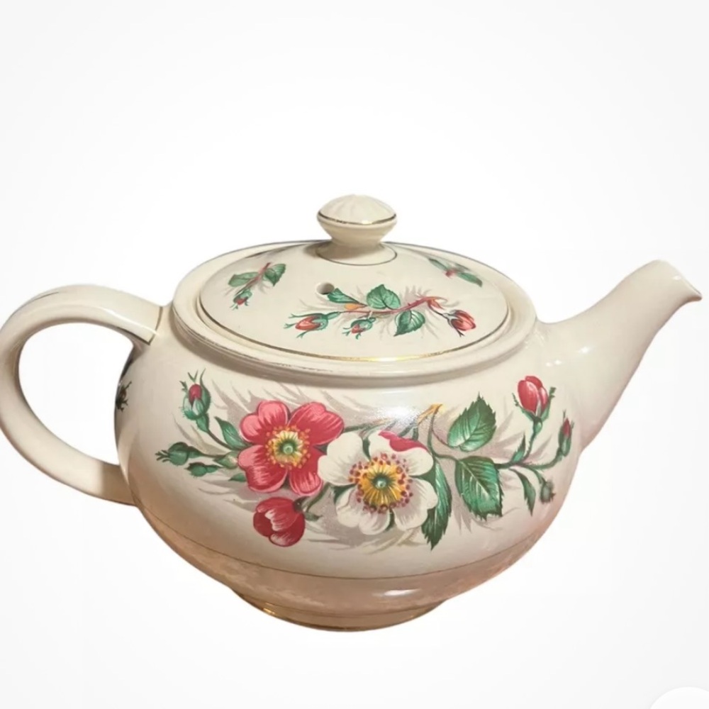 Vintage John Maddock & Sons Ivory Teapot Floral Design Made in England